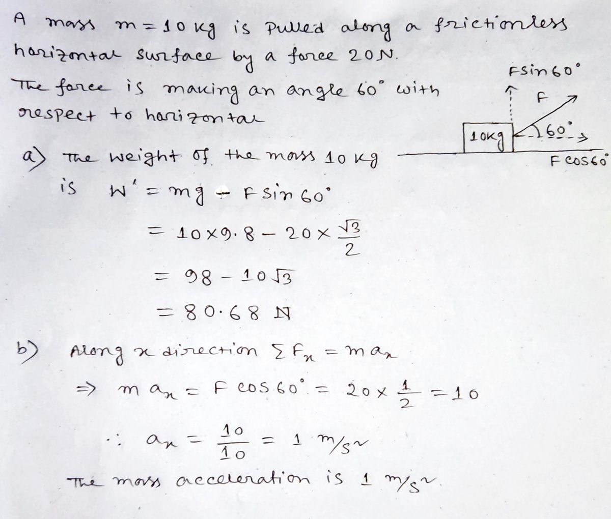 Physics homework question answer, step 1, image 1